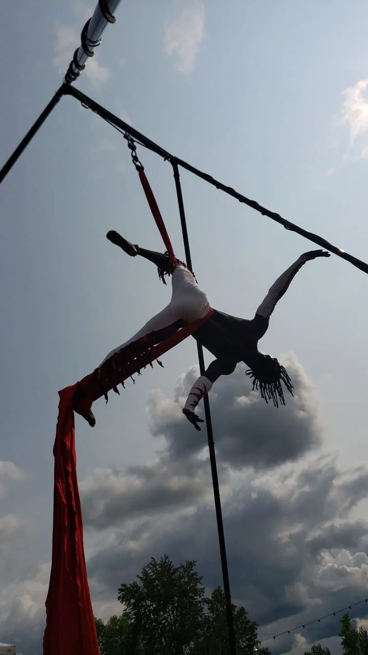 Silhouette au tissu aérien à contre-jour